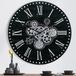 Sans marque Grande Horloge Mural Industriel Noir - avec Engrenages Rotatifs - 57 cm - Bois