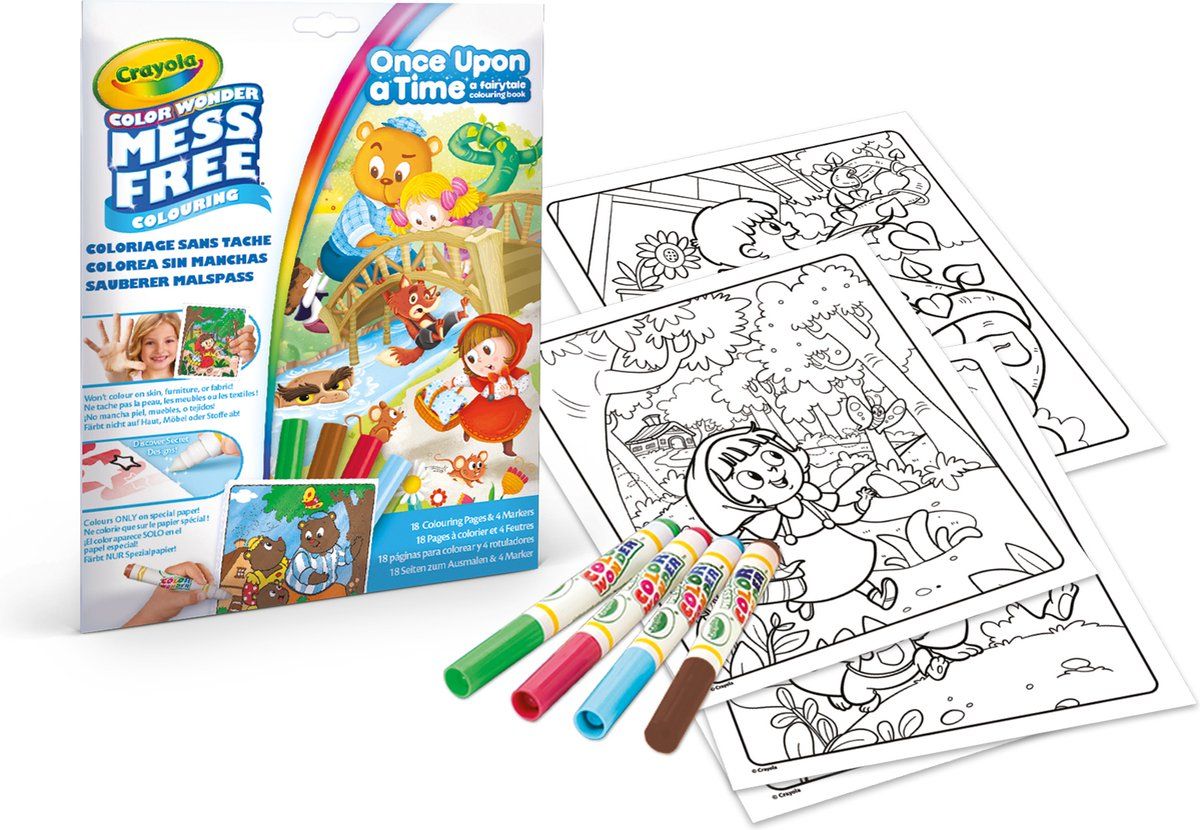 Crayola Color Wonder Er was eens - Kleurboek met 4 knoeivrije viltstiften
