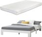 en.casa Lit en bois Raisio pin avec matelas 120x200 cm blanc