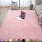 Merkloos Hoogpolig tapijt - Wasbaar - voor Woonkamer - Roze - 120x160 cm