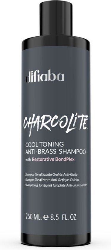 Difiaba Charcolite Cool Toning Anti-Brass Shampoo 250ml - Zilvershampoo voor Blond Haar - Unisex