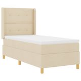 vidaXL Boxspringbed met LED-stripverlichting Crème 100 x 200 cm Stof