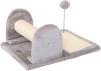 lionto Krabpaal met hangende pluche bal en krabplank, 40 x 30 cm met sisaltouw, zacht pluche en robuuste krabpaal, geschikt voor kleine en grote katten, lichtgrijs