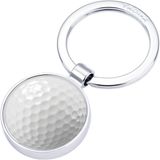 Troika Sleutelhanger, motief: GOLF, rond, gegoten metaal, verchroomd, glanzend, wit/zilverkleurig