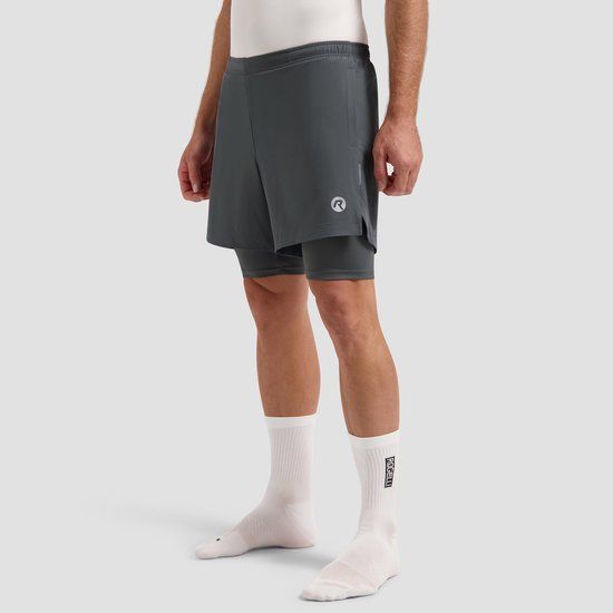 Rogelli Essential 2-in-1 Hardloopshort Heren - Grijs - XL