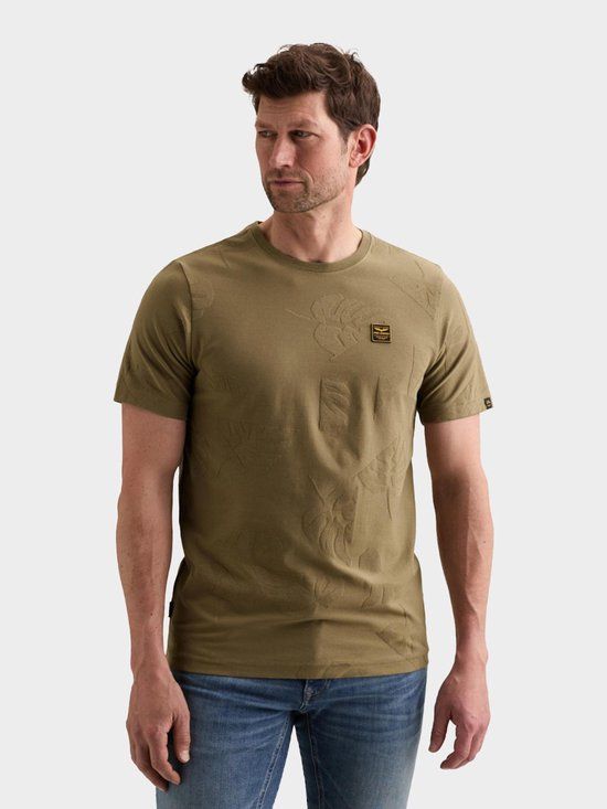 PME Legend Short Sleeve R-neck Jacquard Jersey T-shirt Groen XXL