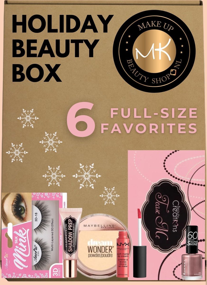 MAKE UP BEAUTY SHOP Holiday Beauty Pakket | Kerst Beauty Pakket | Sint en Kerstcadeau | Mystery Beauty Box | Verrassingspakket | Geschenkset | Giftset | Kerstgeschenk voor Personeel & Relaties | Dames Cadeaupakket | Make-up Box