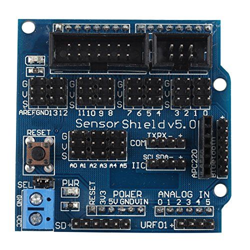 HALJIA Sensor Shield V5.0 Uitbreidingskaart Compatibel met Arduino UNO MEGA R3 2560 Duemilanove Nano Robot V5.0 Uitbreidingsmodule