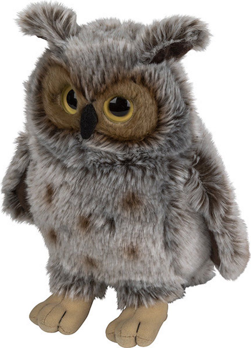 Nature Planet Pluche Oehoe uil vogel knuffel 22 cm - Uilen Knuffeldier