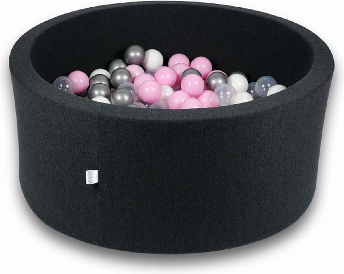 Viking Choice Ballenbak rond zwart - 300 ballen - 90 x 40 cm - ballenbad - licht roze 7 cm ballen