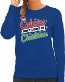 Bellatio Decorations Shoppartners Bv Foute Kersttrui - sweater - Calories dont count at Christmas - blauw - voor dames - kerstkleding / funny kerst outfit M