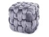 Pouf en velours de polyester gris avec tressage épais
