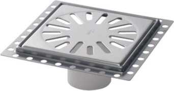 Aquaberg RVS renovatieput met RVS rooster incl. twee reukafsluiters 150x150mm inbouwhoogte 7mm