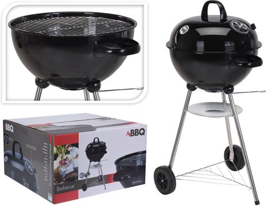 - Ronde houtskool barbecue met thermometer (Zwart