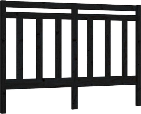 vidaXL Hoofdbord - 146x4x100 cm - Massief Grenenhout - Zwart