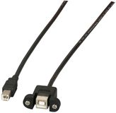 EFB Elektronik USB-kabel USB 2.0 USB-B stekker, USB-B bus 1.00 m Zwart Schroefbaar