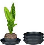 Juypal Hogar Juypal Plantenschotel - 3x - Zwart - Kunststof - Ø 15 cm