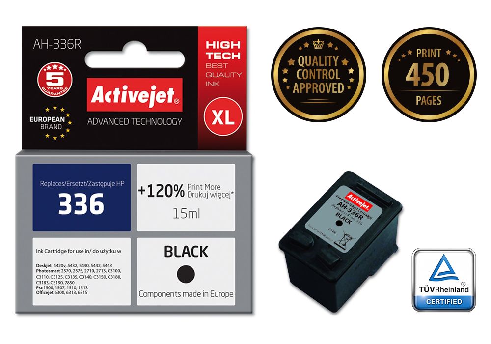 ActiveJet AH-336R - Zwarte inktcartridge - Vervanging voor HP 336 C9362EE - 15 ml