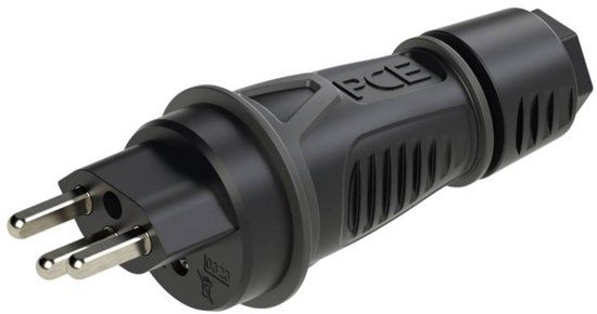 PC Electric 0323-ss Stekker met randaarde PA6, TPE 250 V Zwart IP55