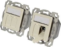 EFB Elektronik ET-25133.1V1 Netwerkdoos Inbouw (in muur) Inzet met centraalstuk CAT 6A 2 poorten Zuiver wit (RAL 9010)