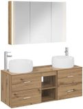 vidaXL Badkamermeubel Set 4 stuks Artisanaal eiken Bewerkt hout en glas
