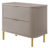 3xE living Meuble de salle de bain Debout sous lavabo 80 cm, 2 tiroirs, Cachemire, Poignées dorées, Pieds dorés