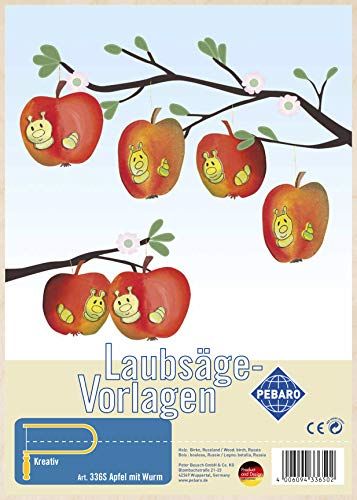 Pebaro figuurzaagpatroon van multiplex motief appels met worm, hout, DIN A4