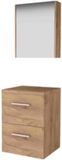 Basic Line Comfort 46 Badkamermeubelset - 50 x 46 cm - Met Grepen - 2 Lades - Wastafelblad - Spiegelkast - Whisky Oak