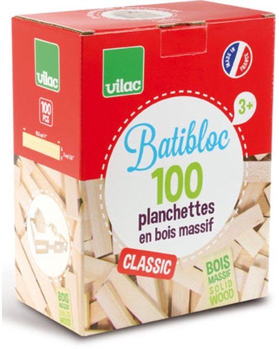 Vilac BATiBLOC-classic 100 natuurlijke houten plankjes