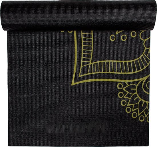 Virtufit Premium Yogamat - 183 x 61 x 0,4 cm - Onyx Black Mandala