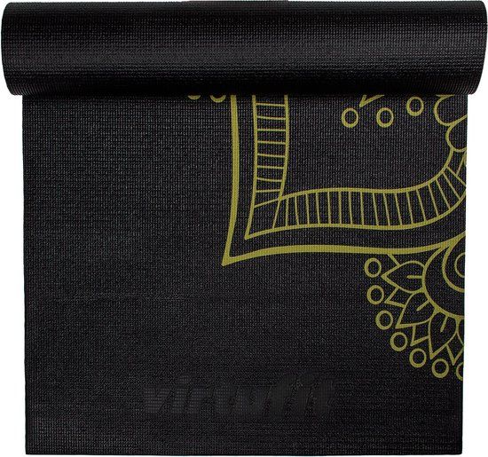 VirtuFit Premium Yoga Mat - Anti-slip - Dik (4 mm) - 183 x 61 cm - Onyx Black Mandala