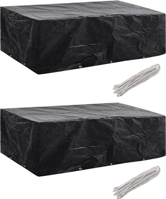 vidaXL Tuinmeubelhoezen poly rattan 2 st 8-persoons 300x140 cm