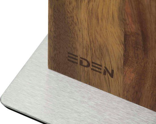Eden Magnetic Knife Block EQB101 Magnetisch Messenblok, Acaciahout, Stalen Basis, 23 x 25 cm