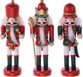 Merkloos / Sans marque Koopman International 6x Kerstboomhangers notenkraker pop/soldaat 12 cm kerstversiering rood/groen