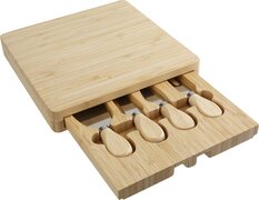 Cosy&Trendy - Snijplank - met kaassnij set - 23x23xH3,5cm - bamboe