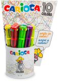 Carioca 10 Colors Multi Intrekbare balpen met klembevestiging 12 stuk(s)