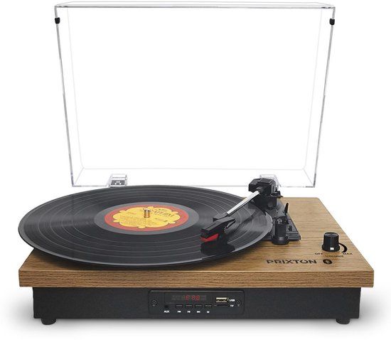 PRIXTON Studio Draaitafel met directe aandrijving Hout, Zwart, Transparant Handmatig