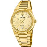 Festina F20058/2 Montre Femme Acier Doré Verre Saphir Cadran Crème 10 ATM
