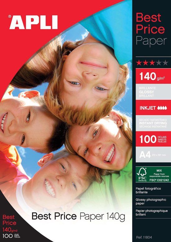 Apli 11804 Fotopapier - A4 - 140 g - Halfglanzend - 100 vellen