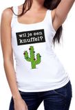 Bellatio Decorations Shoppartners Bv Wil je een Knuffel tekst tanktop / mouwloos shirt wit dames - L