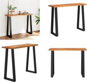 vidaXL Table murale avec bord naturel 110x35x80 cm bois d'acacia massif
