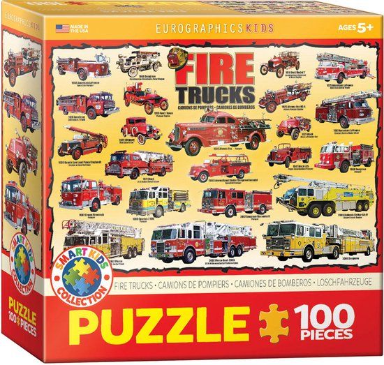 Eurographics Kids Puzzel Brandweerwagens - 100 stukjes