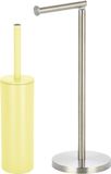 Spirella Badkamer accessoires set - WC-borstel/toiletrollen houder - metaal - geel/zilver