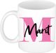 Bellatio Decorations Naam mok Marit - roze - wit - keramiek - 300 ml - cadeau beker
