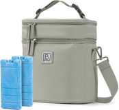 Brisby Kolftas 12 Liter – Koeltas voor Moedermelk & Borstkolf – Kinderwagen Bevestiging – 2 Geïsoleerde Vakken – Inclusief 2 Koelelementen - Sage Green