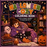 Halloween Cozy Coloring Book: Cute & Spooky Coloring Pages for Adults and Teens Featuring Pumpkins, Cozy Homes, Autumn Nights, Ghosts, Cats, and Fall ... Scenes for Stress Relief and Creative Fun