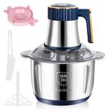 Hachoir à viande électrique 5 litres - Robot de cuisine - Acier inoxydable 304 - Appareil de broyage et de mélange - Coupe-légumes - Appareil pour la préparation d'aliments pour bébé - Bleu