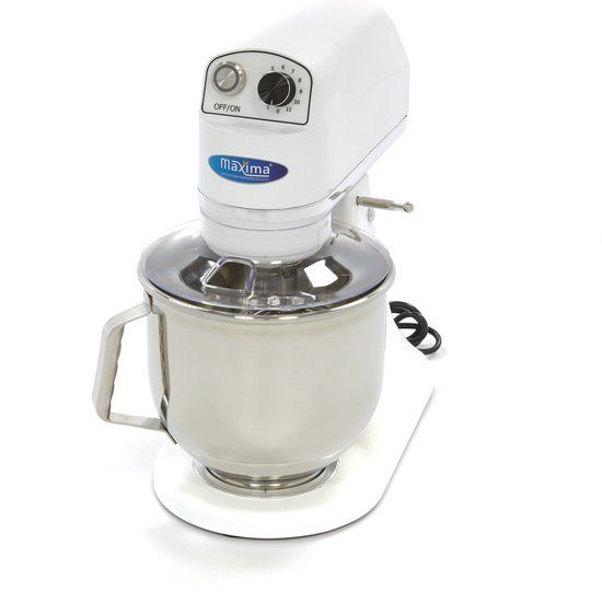 Maxima Planeetmenger MPM 7L Wit - Keukenmixer met 11 Snelheden en RVS Mengkom