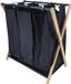 Tendance Panier à linge avec 3 compartiments - bambou bois - noir - pliable - tri du linge