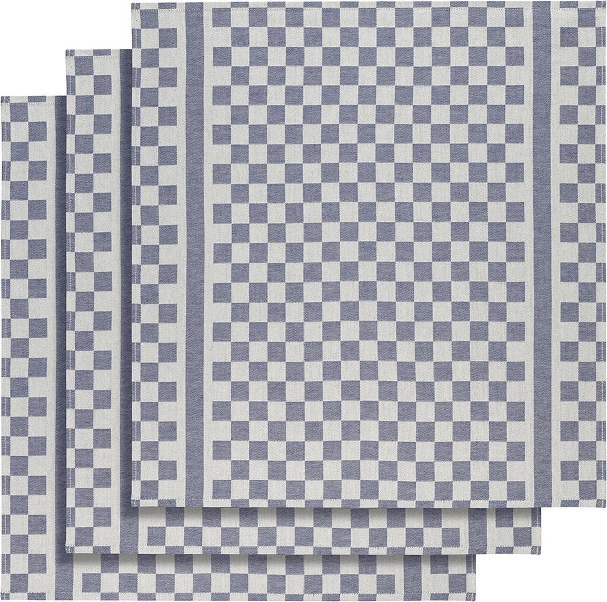 De Witte Lietaer Keukenhanddoek 65x70 Cm Katoen Wit/donkerblauw 3 Stuks